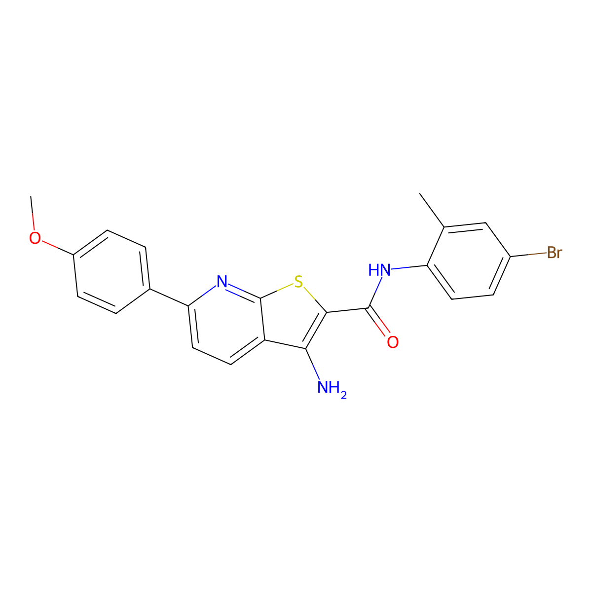 3-amino-N-(4-bromo-2-methylphenyl)-6-(4-methoxyphenyl)thieno[2,3-b]pyridine-2-carboxamide molecular structure, CAS 445268-27-9