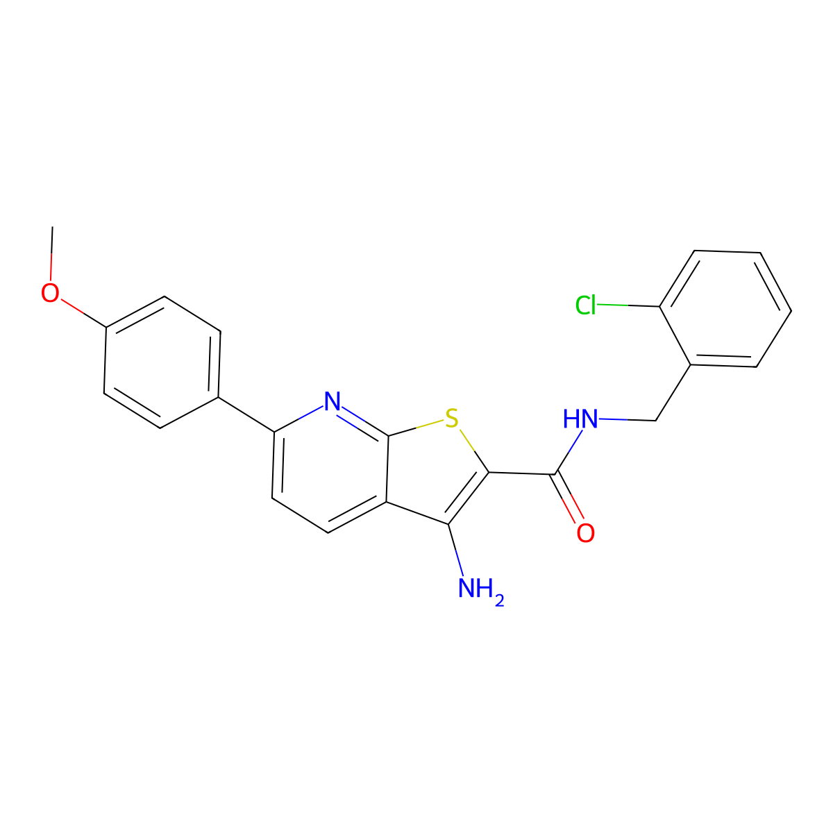 3-amino-N-(2-chlorobenzyl)-6-(4-methoxyphenyl)thieno[2,3-b]pyridine-2-carboxamide molecular structure, CAS 445268-53-1