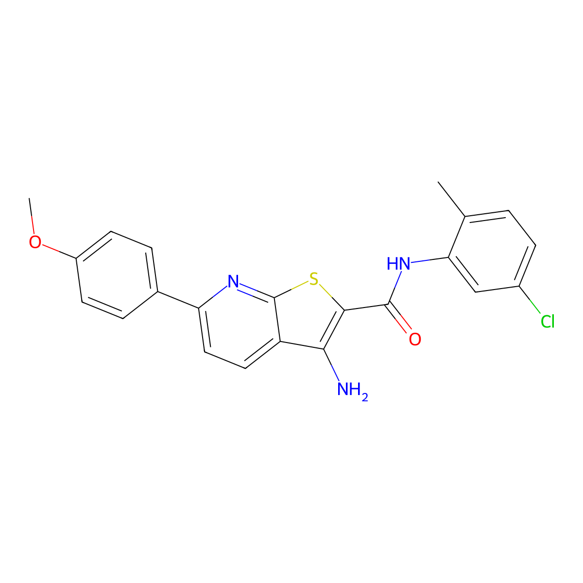 3-amino-N-(5-chloro-2-methylphenyl)-6-(4-methoxyphenyl)thieno[2,3-b]pyridine-2-carboxamide molecular structure, CAS 445268-55-3
