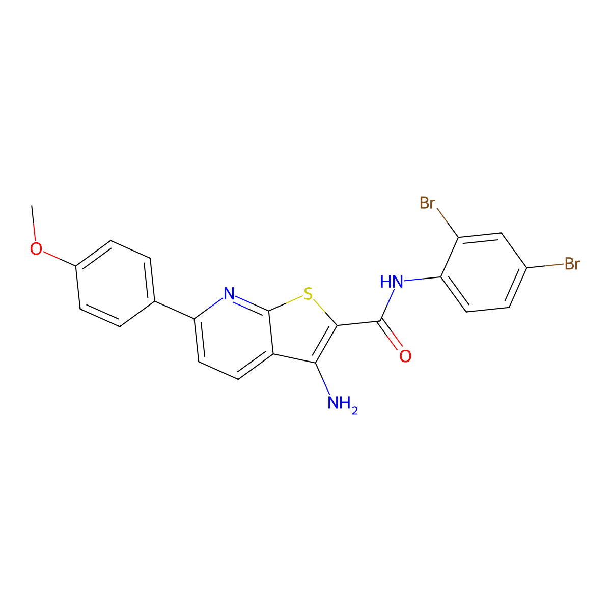3-amino-N-(2,4-dibromophenyl)-6-(4-methoxyphenyl)thieno[2,3-b]pyridine-2-carboxamide molecular structure, CAS 445268-60-0