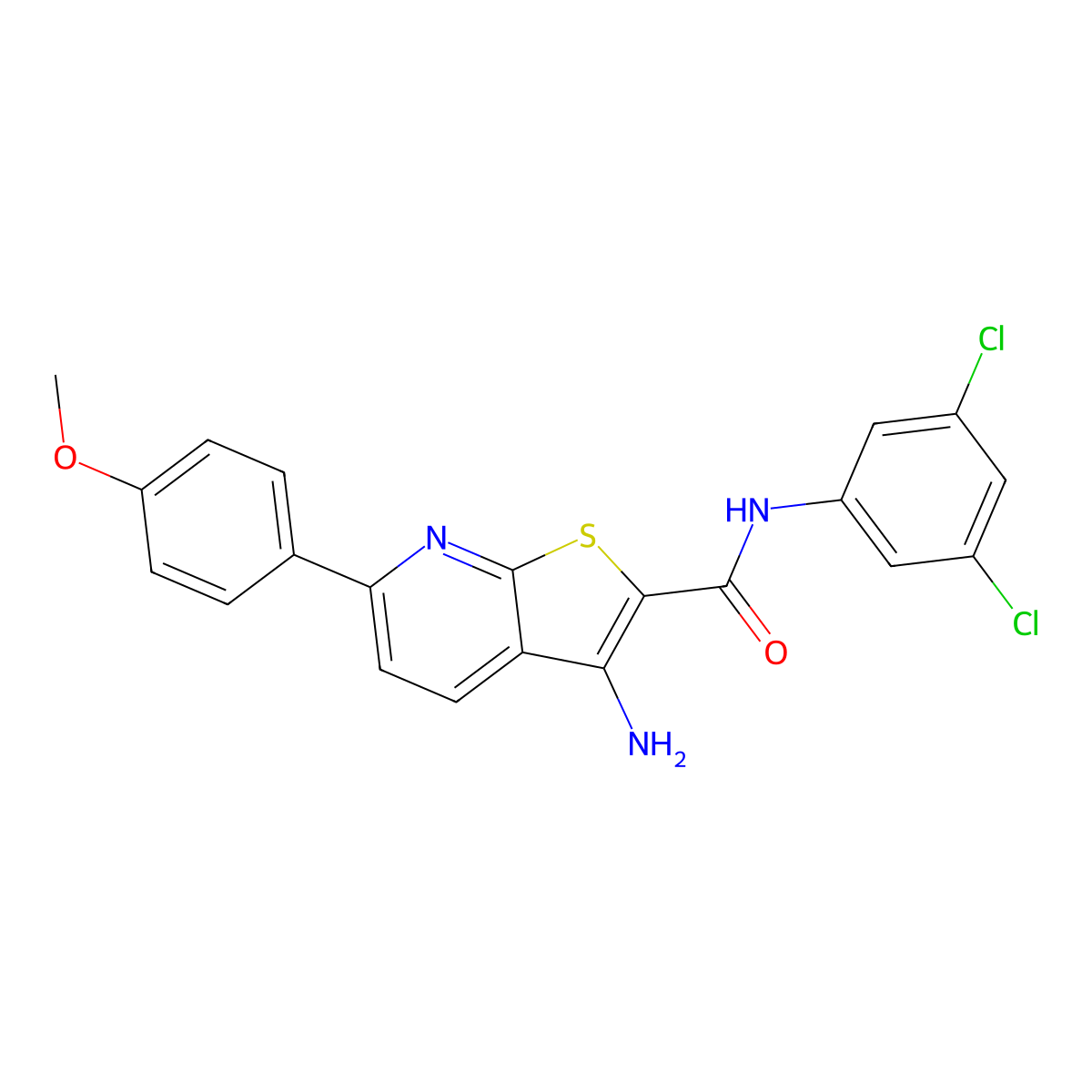 3-amino-N-(3,5-dichlorophenyl)-6-(4-methoxyphenyl)thieno[2,3-b]pyridine-2-carboxamide molecular structure, CAS 445268-62-2