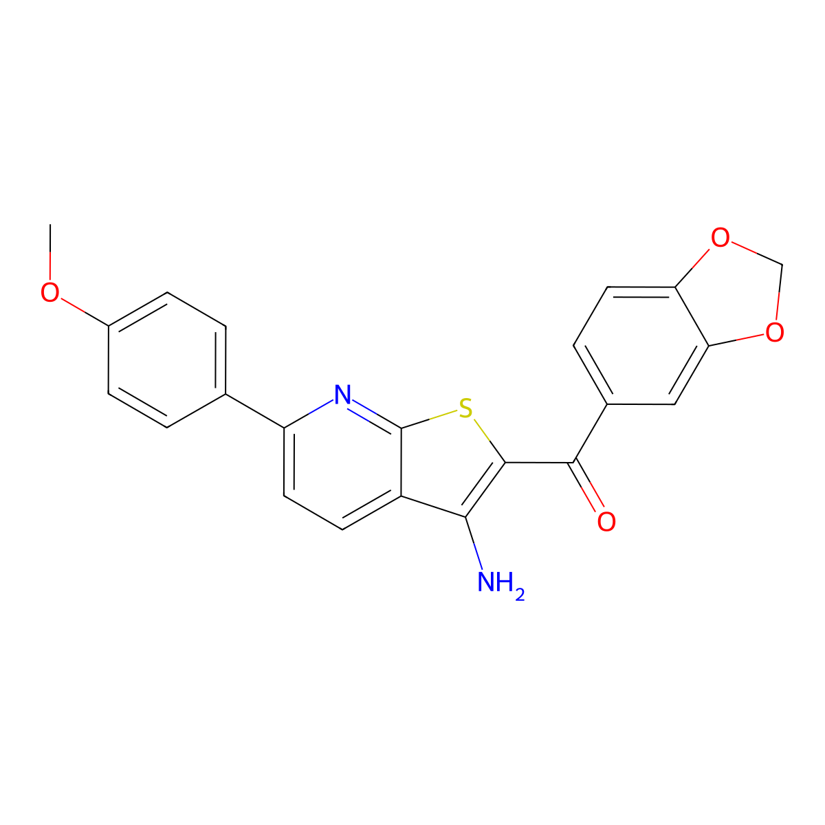 [3-Amino-6-(4-methoxyphenyl)thieno[2,3-b]pyridin-2-yl](1,3-benzodioxol-5-yl)methanone molecular structure, CAS 445268-77-9