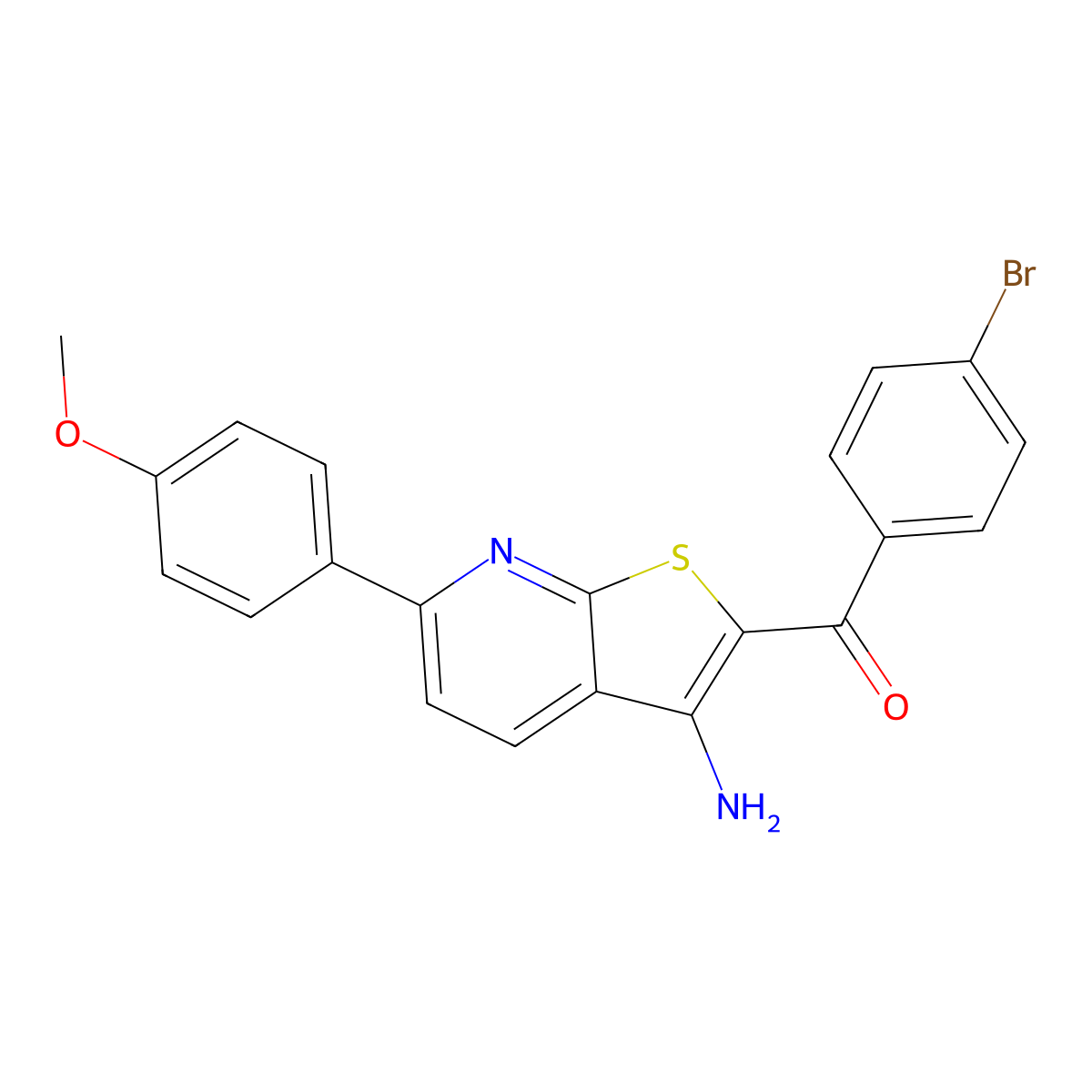 [3-Amino-6-(4-methoxyphenyl)thieno[2,3-b]pyridin-2-yl]-(4-bromophenyl)methanone molecular structure, CAS 445268-78-0