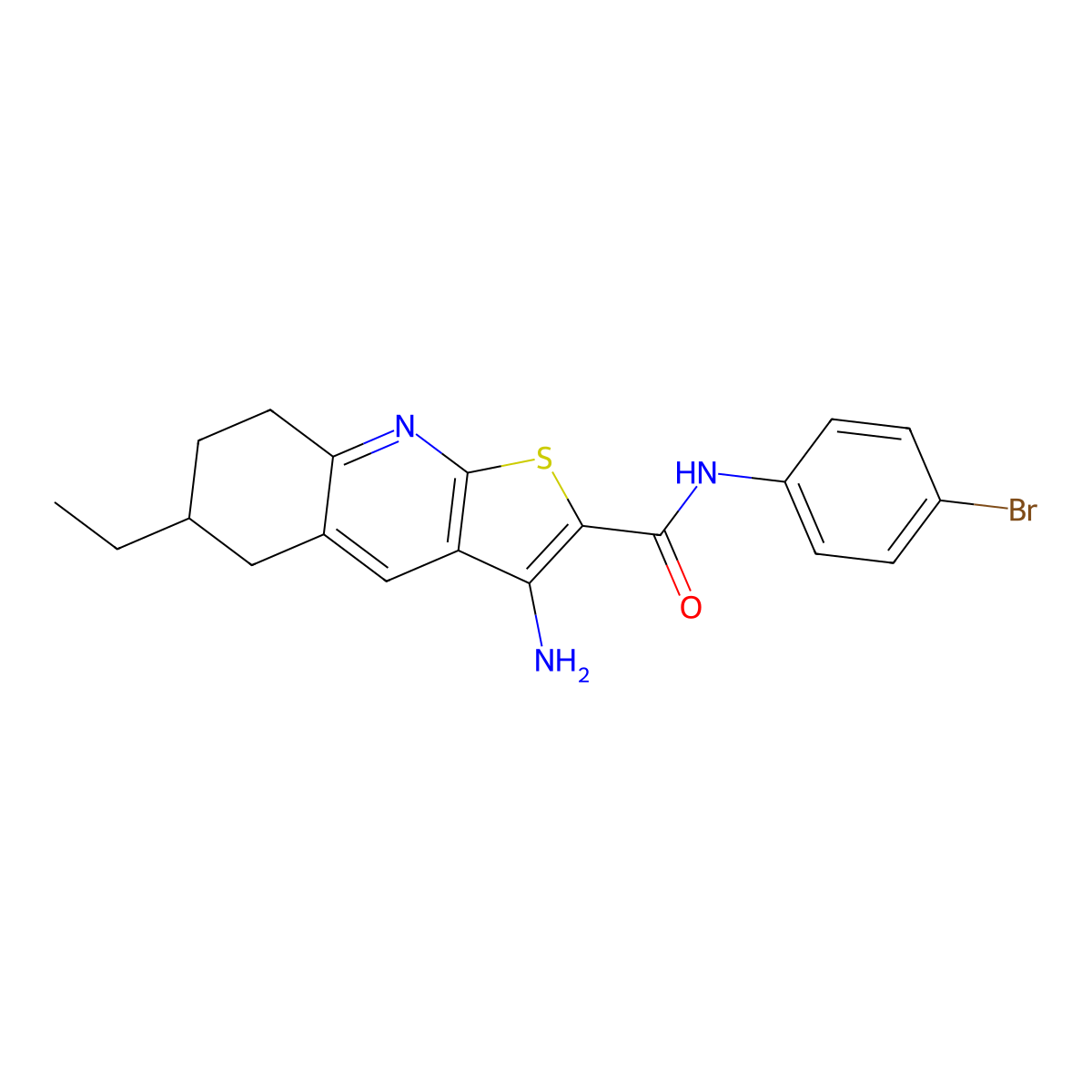 3-amino-N-(4-bromophenyl)-6-ethyl-5,6,7,8-tetrahydrothieno[2,3-b]quinoline-2-carboxamide molecular structure, CAS 445268-84-8