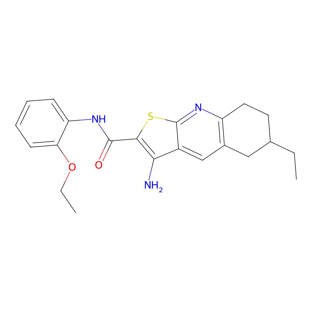 3-amino-N-(2-ethoxyphenyl)-6-ethyl-5,6,7,8-tetrahydrothieno[2,3-b]quinoline-2-carboxamide molecular structure, CAS 445268-86-0