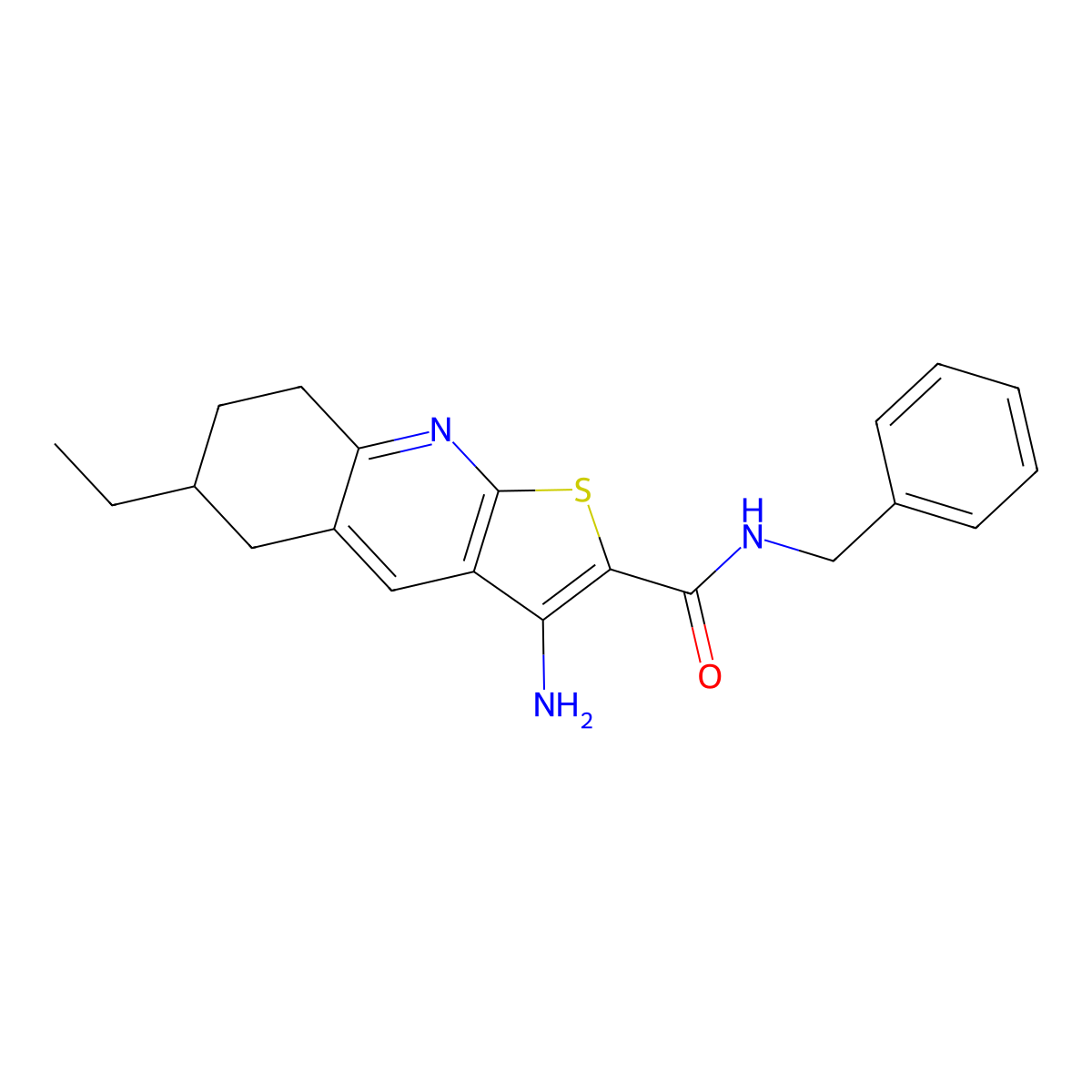 3-amino-N-benzyl-6-ethyl-5,6,7,8-tetrahydrothieno[2,3-b]quinoline-2-carboxamide molecular structure, CAS 445268-96-2