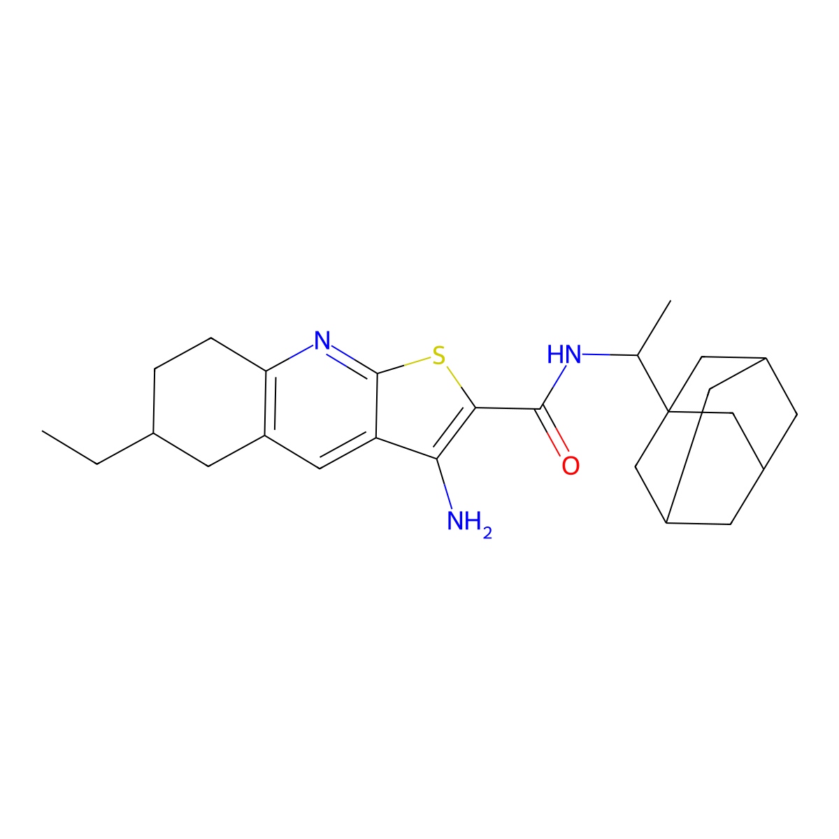 N-[1-(1-adamantyl)ethyl]-3-amino-6-ethyl-5,6,7,8-tetrahydrothieno[2,3-b]quinoline-2-carboxamide molecular structure, CAS 445269-04-5