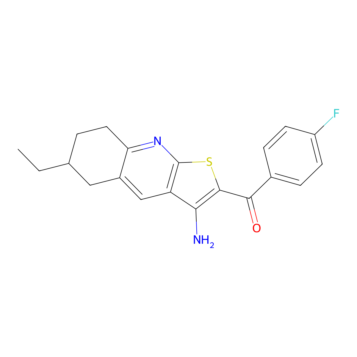 (3-Amino-6-ethyl-5,6,7,8-tetrahydrothieno[2,3-b]quinolin-2-yl)(4-fluorophenyl)methanone molecular structure, CAS 445269-22-7