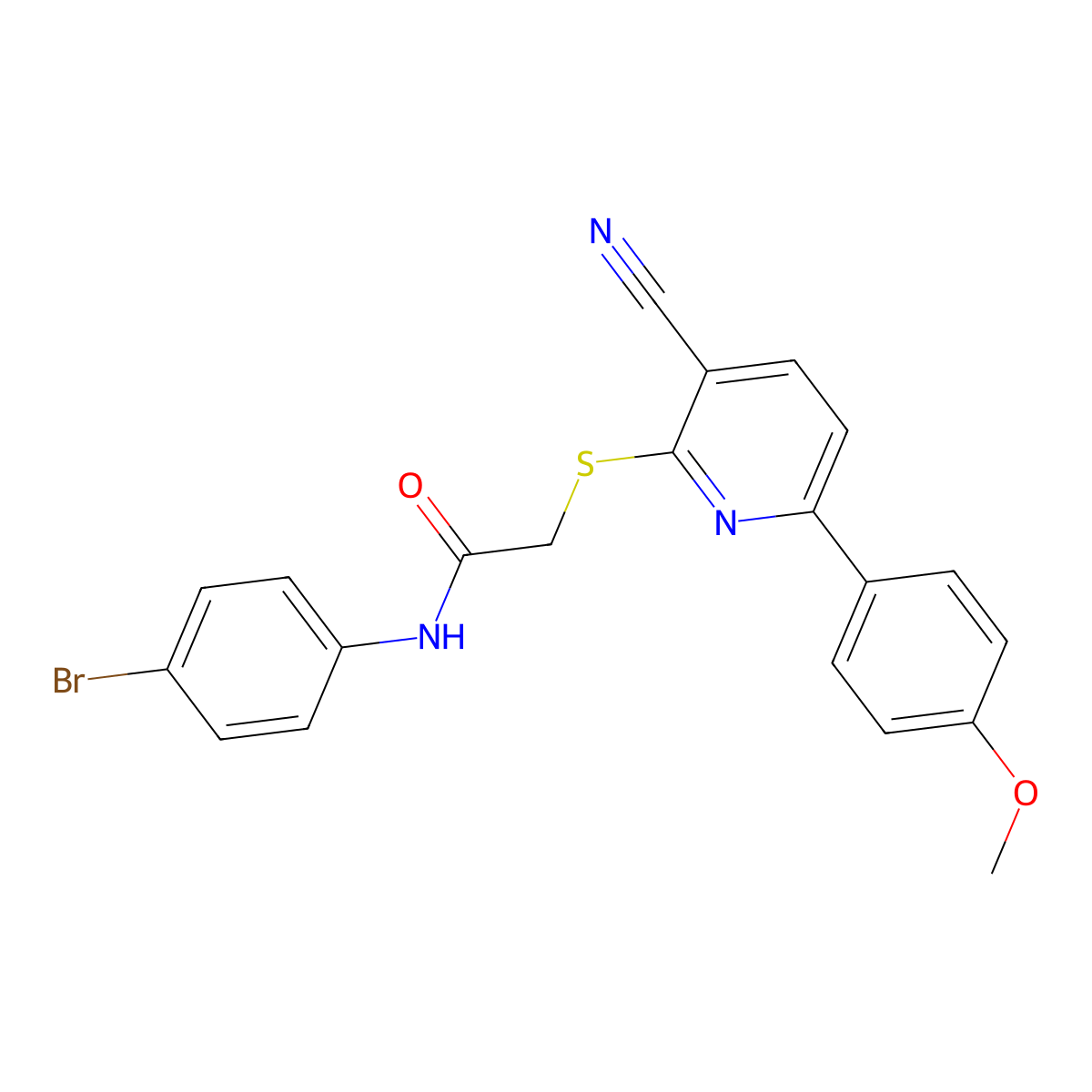 N-(4-bromophenyl)-2-[3-cyano-6-(4-methoxyphenyl)pyridin-2-yl]sulfanylacetamide molecular structure, CAS 445269-29-4
