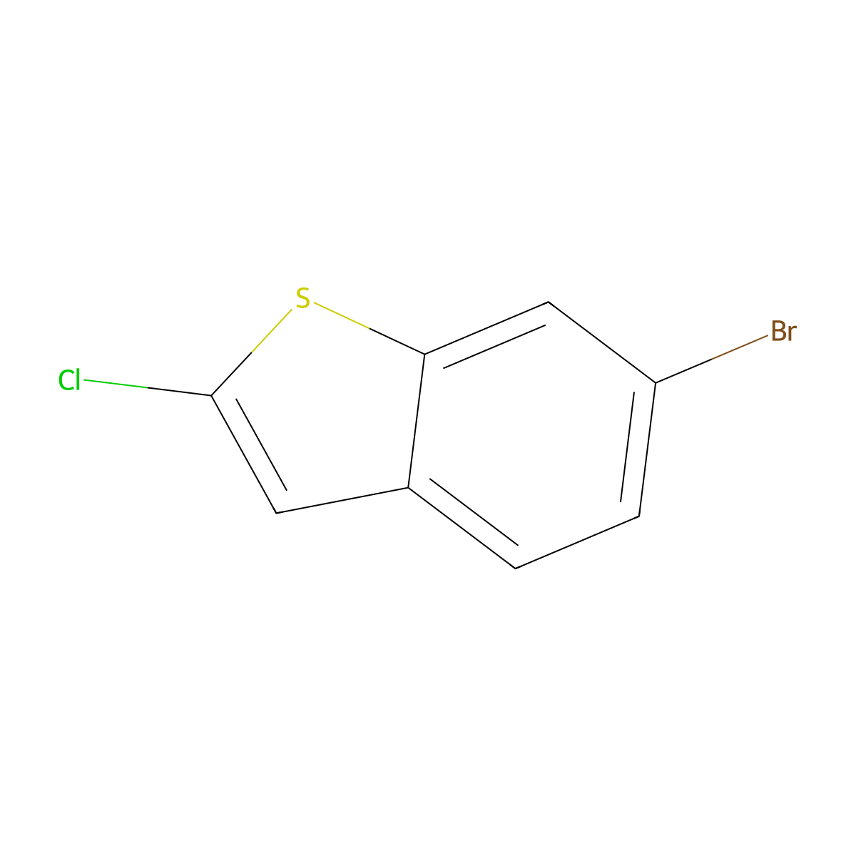 Benzo[b]thiophene, 6-bromo-2-chloro- molecular structure, CAS 445280-60-4