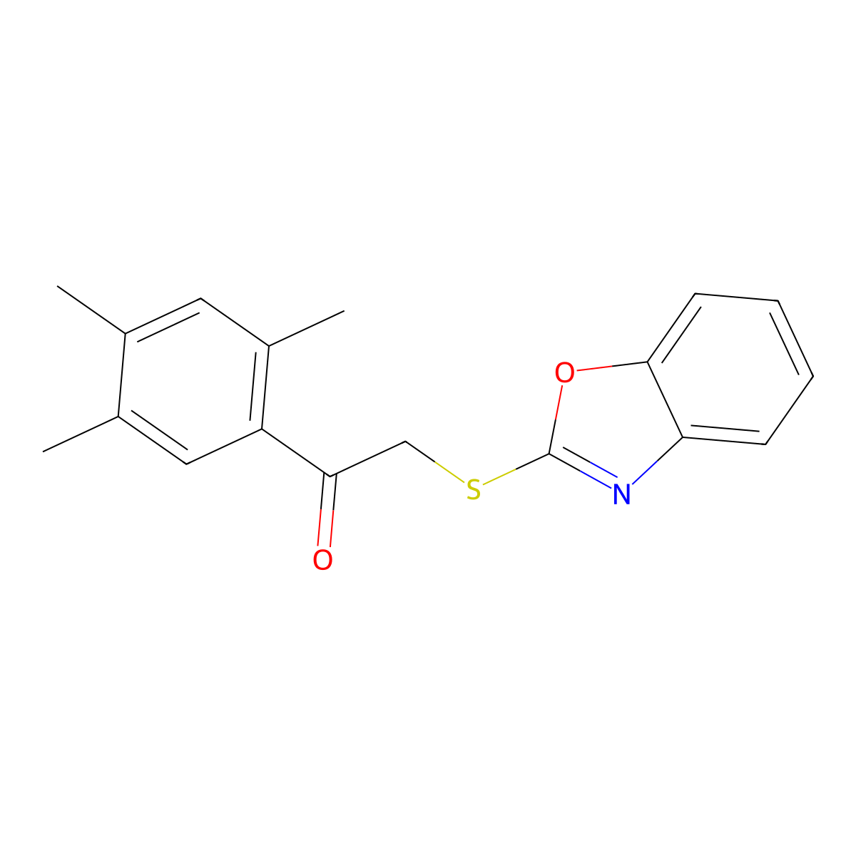 2-(1,3-Benzoxazol-2-ylsulfanyl)-1-(2,4,5-trimethylphenyl)ethanone molecular structure, CAS 445283-96-5