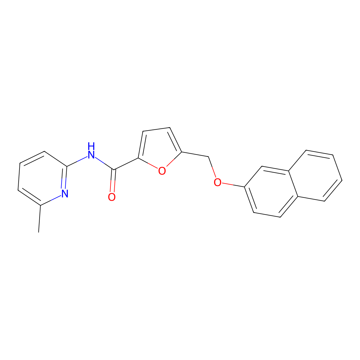 N-(6-methylpyridin-2-yl)-5-(naphthalen-2-yloxymethyl)furan-2-carboxamide molecular structure, CAS 445284-04-8