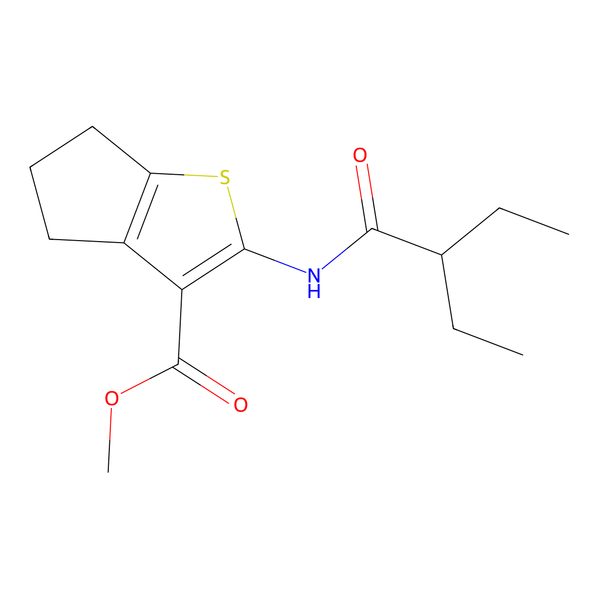 methyl 2-[(2-ethylbutanoyl)amino]-5,6-dihydro-4H-cyclopenta[b]thiophene-3-carboxylate molecular structure, CAS 445284-13-9