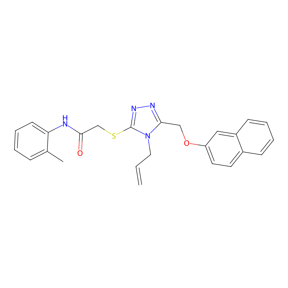 2-({4-allyl-5-[(2-naphthyloxy)methyl]-4H-1,2,4-triazol-3-yl}sulfanyl)-N-(2-methylphenyl)acetamide molecular structure, CAS 445284-36-6
