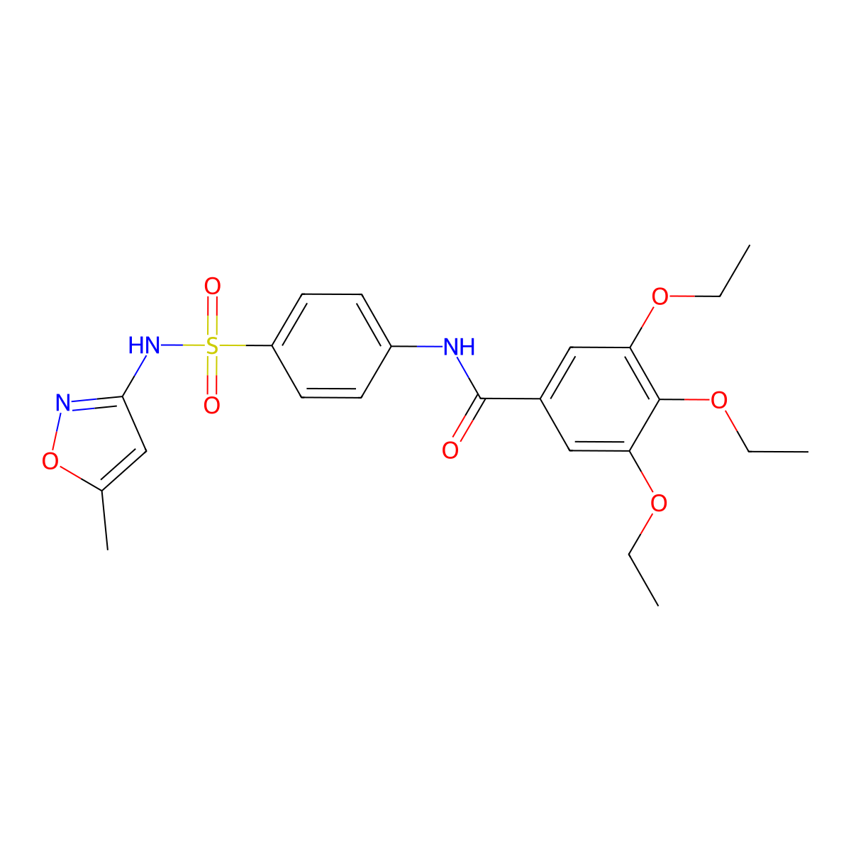 3,4,5-triethoxy-N-(4-{[(5-methylisoxazol-3-yl)amino]sulfonyl}phenyl)benzamide molecular structure, CAS 445284-51-5