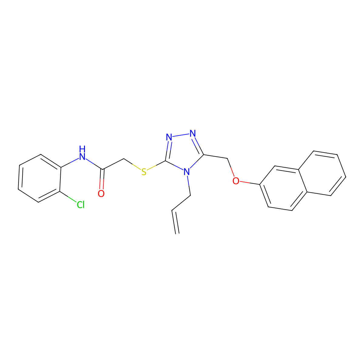 2-({4-allyl-5-[(2-naphthyloxy)methyl]-4H-1,2,4-triazol-3-yl}sulfanyl)-N-(2-chlorophenyl)acetamide molecular structure, CAS 445284-61-7