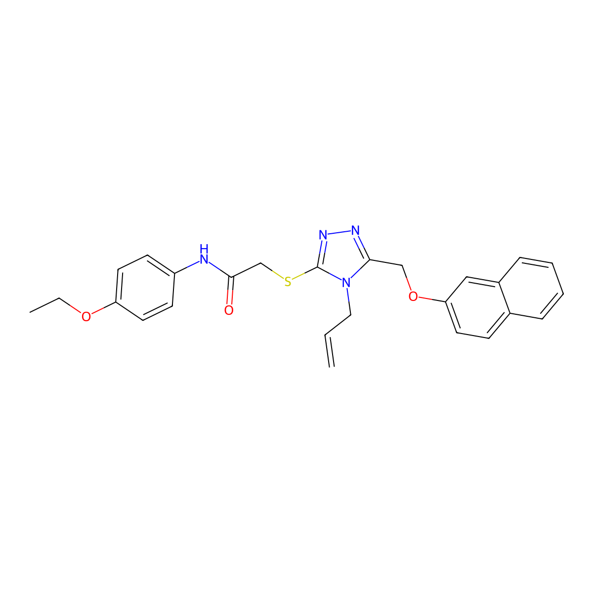 2-({4-allyl-5-[(2-naphthyloxy)methyl]-4H-1,2,4-triazol-3-yl}sulfanyl)-N-(4-ethoxyphenyl)acetamide molecular structure, CAS 445284-70-8