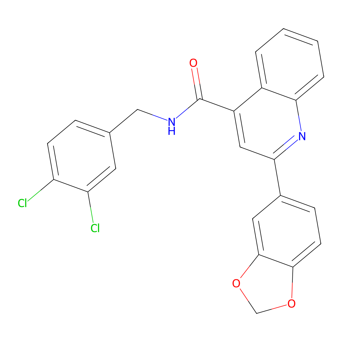 2-(1,3-benzodioxol-5-yl)-N-[(3,4-dichlorophenyl)methyl]quinoline-4-carboxamide molecular structure, CAS 445285-26-7