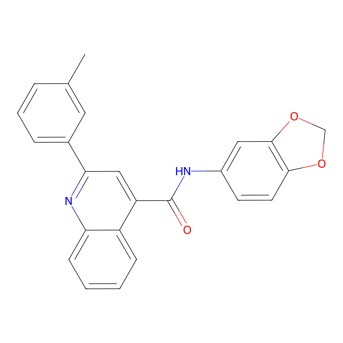 N-(1,3-benzodioxol-5-yl)-2-(3-methylphenyl)quinoline-4-carboxamide molecular structure, CAS 445285-95-0