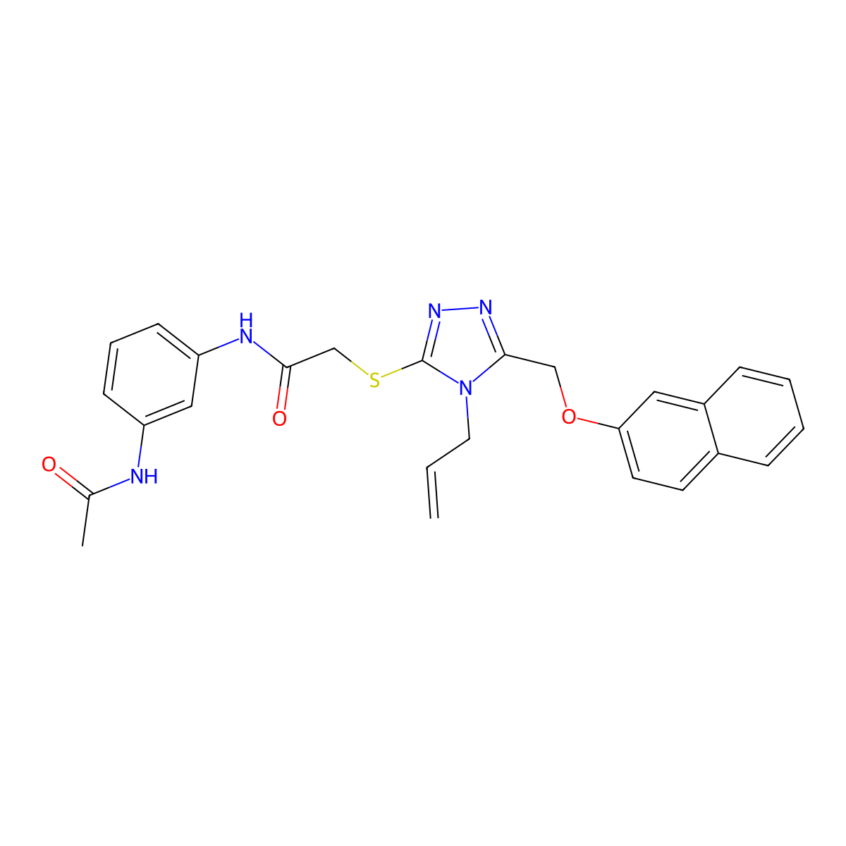 N-(3-acetamidophenyl)-2-[[5-(naphthalen-2-yloxymethyl)-4-prop-2-enyl-1,2,4-triazol-3-yl]sulfanyl]acetamide molecular structure, CAS 445286-06-6