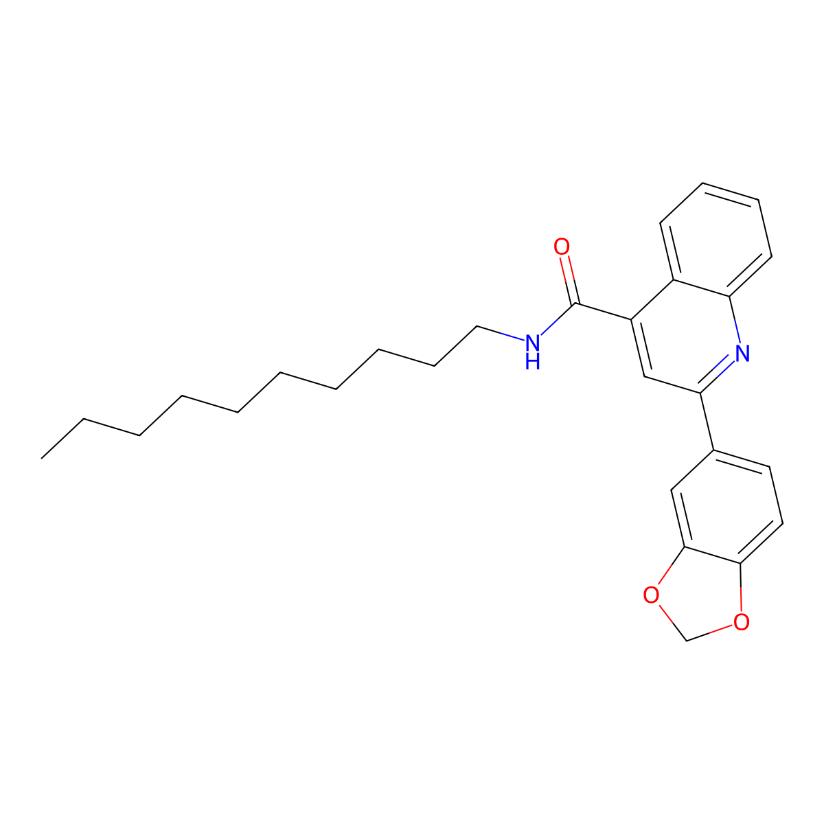 2-(1,3-benzodioxol-5-yl)-N-decyl-4-quinolinecarboxamide molecular structure, CAS 445286-35-1