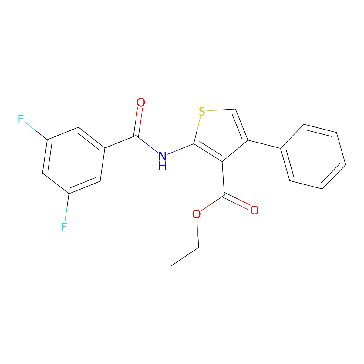 Ethyl 2-[(3,5-difluorobenzoyl)amino]-4-phenyl-3-thiophenecarboxylate molecular structure, CAS 445286-36-2