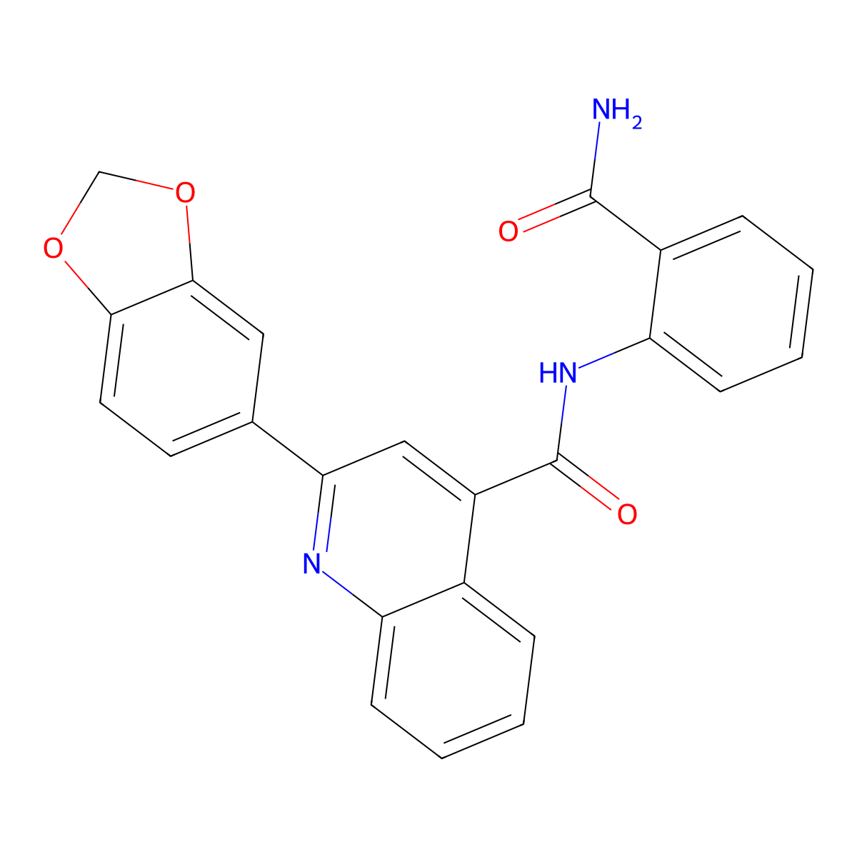 2-(1,3-benzodioxol-5-yl)-N-(2-carbamoylphenyl)quinoline-4-carboxamide molecular structure, CAS 445286-43-1
