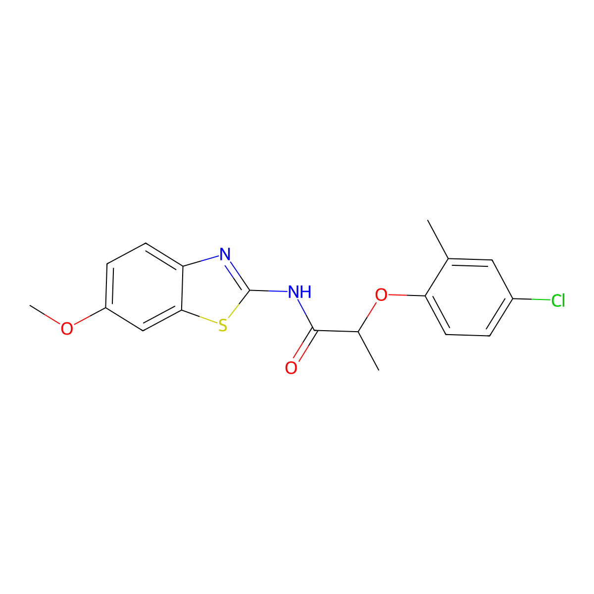 2-(4-chloro-2-methylphenoxy)-N-(6-methoxy-1,3-benzothiazol-2-yl)propanamide molecular structure, CAS 445286-56-6