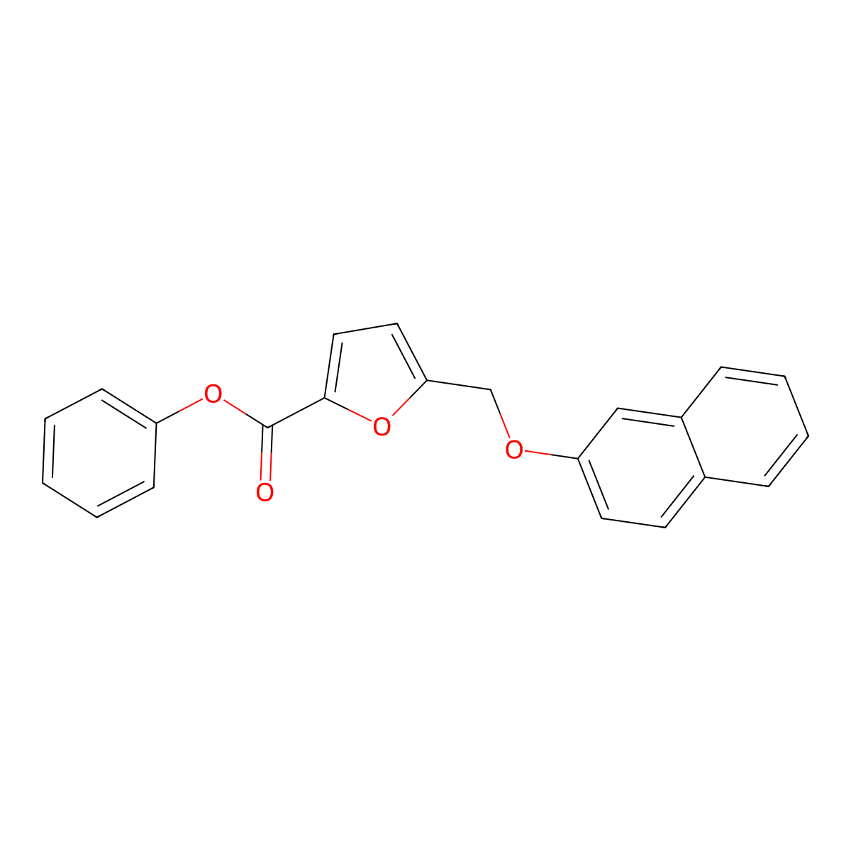 Phenyl 5-[(2-naphthyloxy)methyl]-2-furoate molecular structure, CAS 445286-69-1
