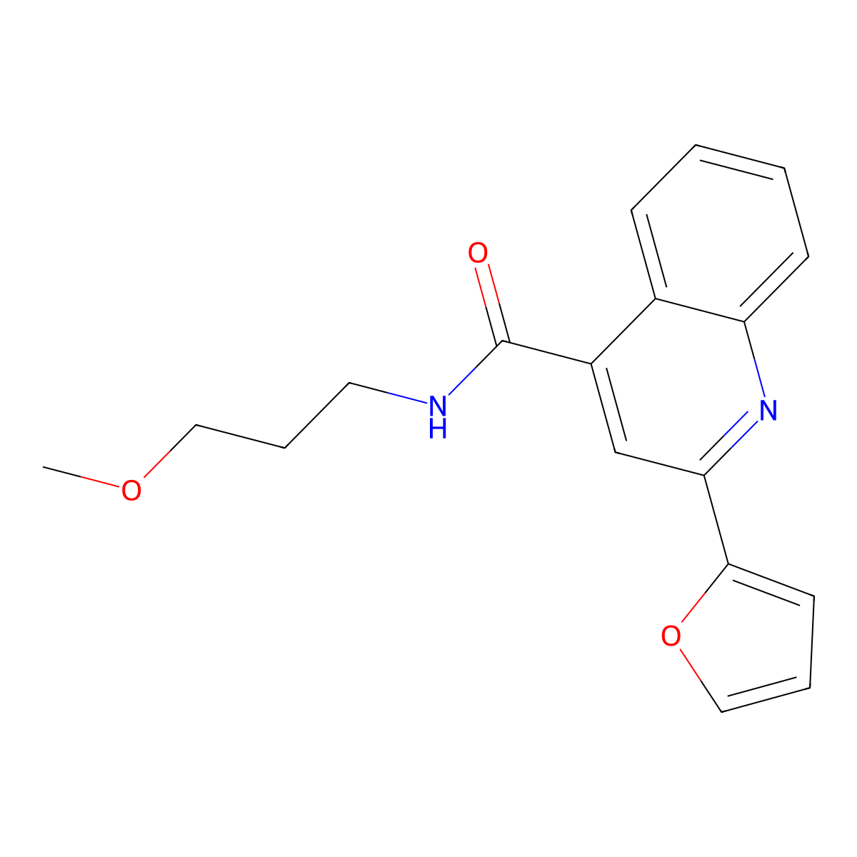 2-(furan-2-yl)-N-(3-methoxypropyl)quinoline-4-carboxamide molecular structure, CAS 445286-75-9