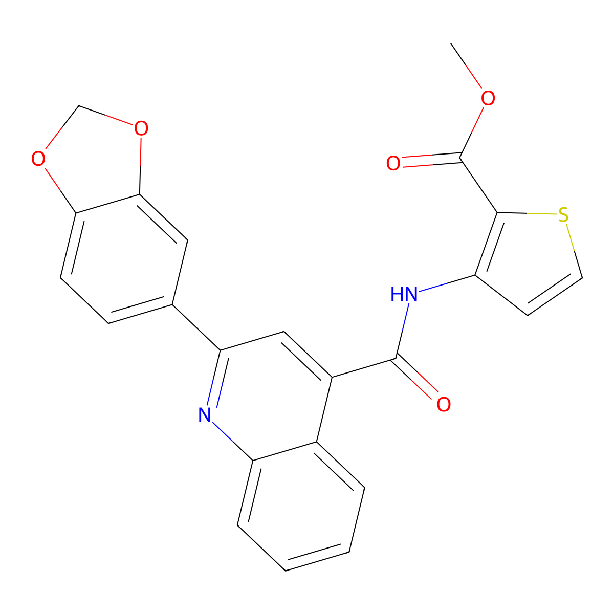 Methyl 3-[[2-(1,3-benzodioxol-5-yl)quinoline-4-carbonyl]amino]thiophene-2-carboxylate molecular structure, CAS 445286-76-0