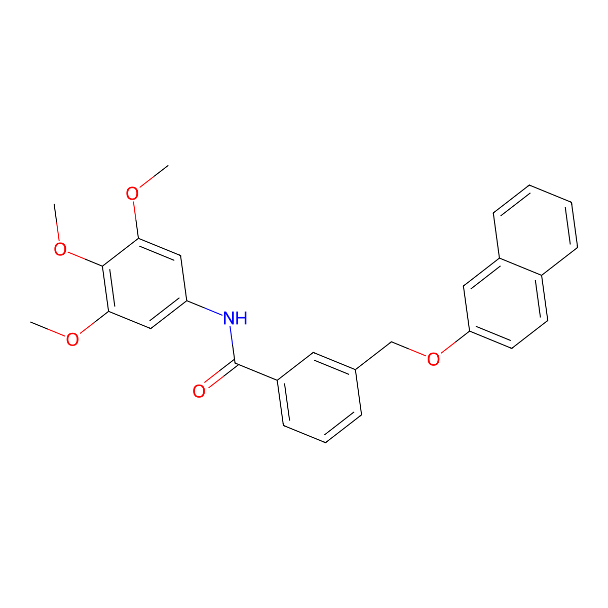 3-(naphthalen-2-yloxymethyl)-N-(3,4,5-trimethoxyphenyl)benzamide molecular structure, CAS 445286-80-6