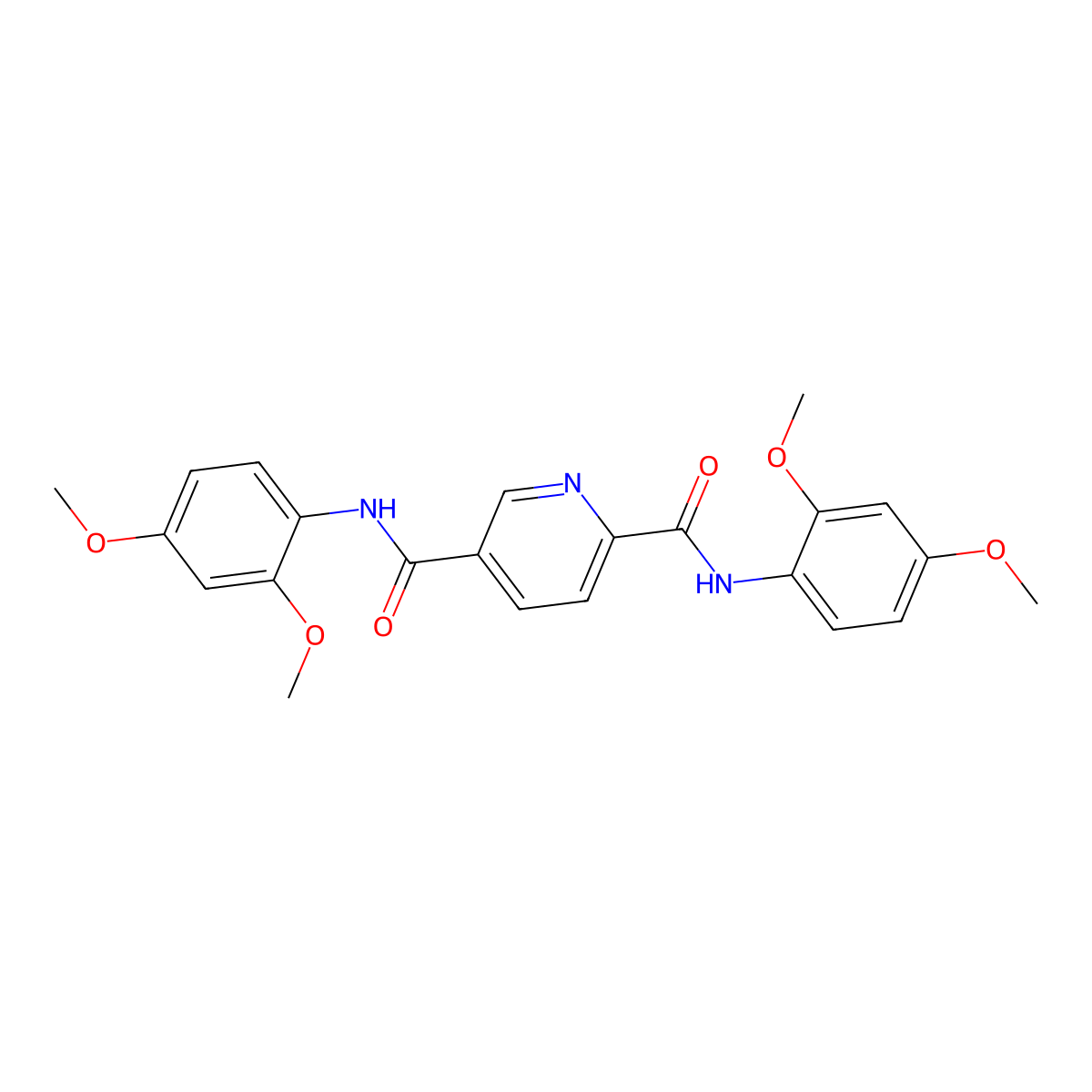 N,N'-bis(2,4-dimethoxyphenyl)pyridine-2,5-dicarboxamide molecular structure, CAS 445287-50-3