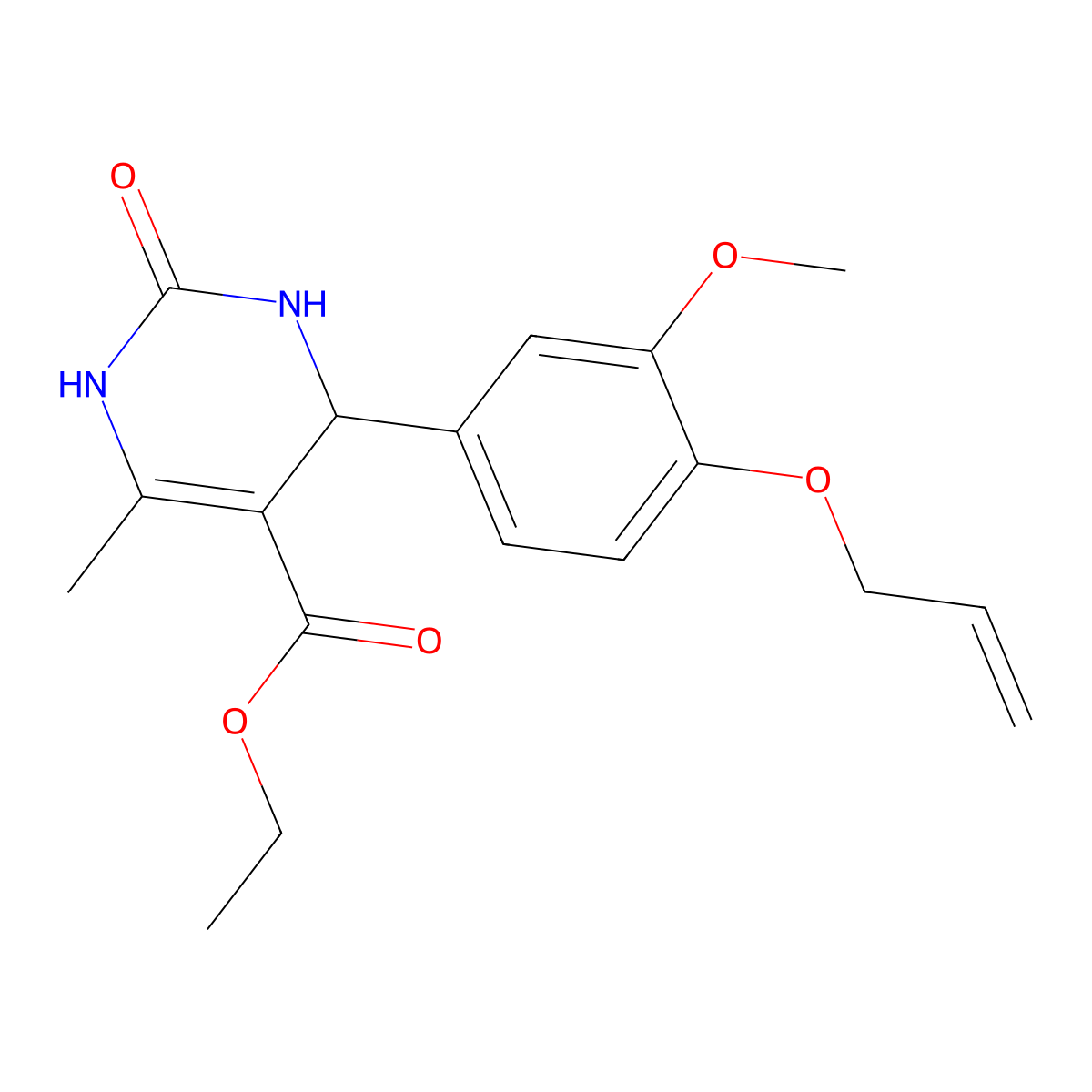 Ethyl 4-[4-(allyloxy)-3-methoxyphenyl]-6-methyl-2-oxo-1,2,3,4-tetrahydropyrimidine-5-carboxylate molecular structure, CAS 445287-51-4