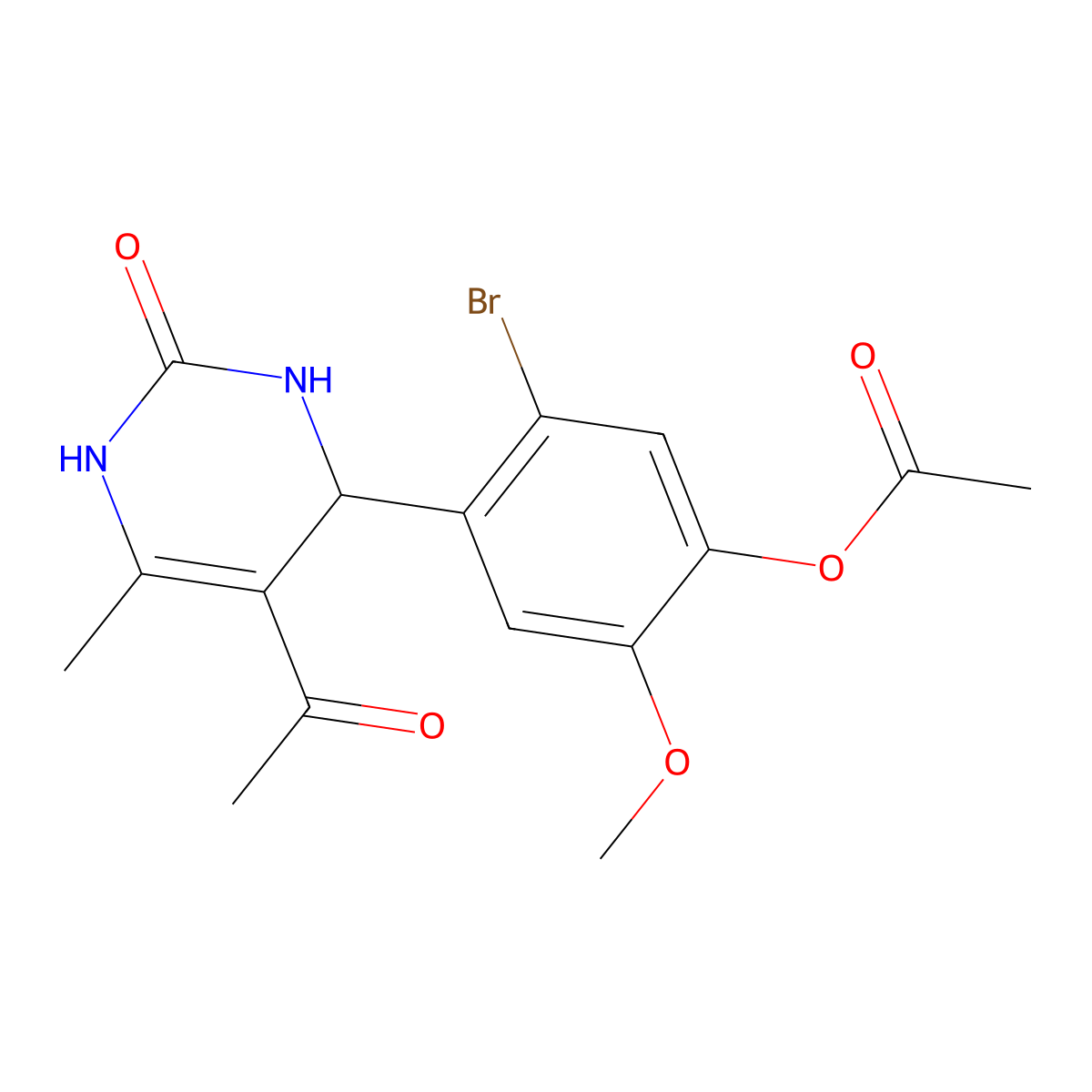 4-(5-Acetyl-6-methyl-2-oxo-1,2,3,4-tetrahydro-4-pyrimidinyl)-5-bromo-2-methoxyphenyl acetate molecular structure, CAS 445287-59-2