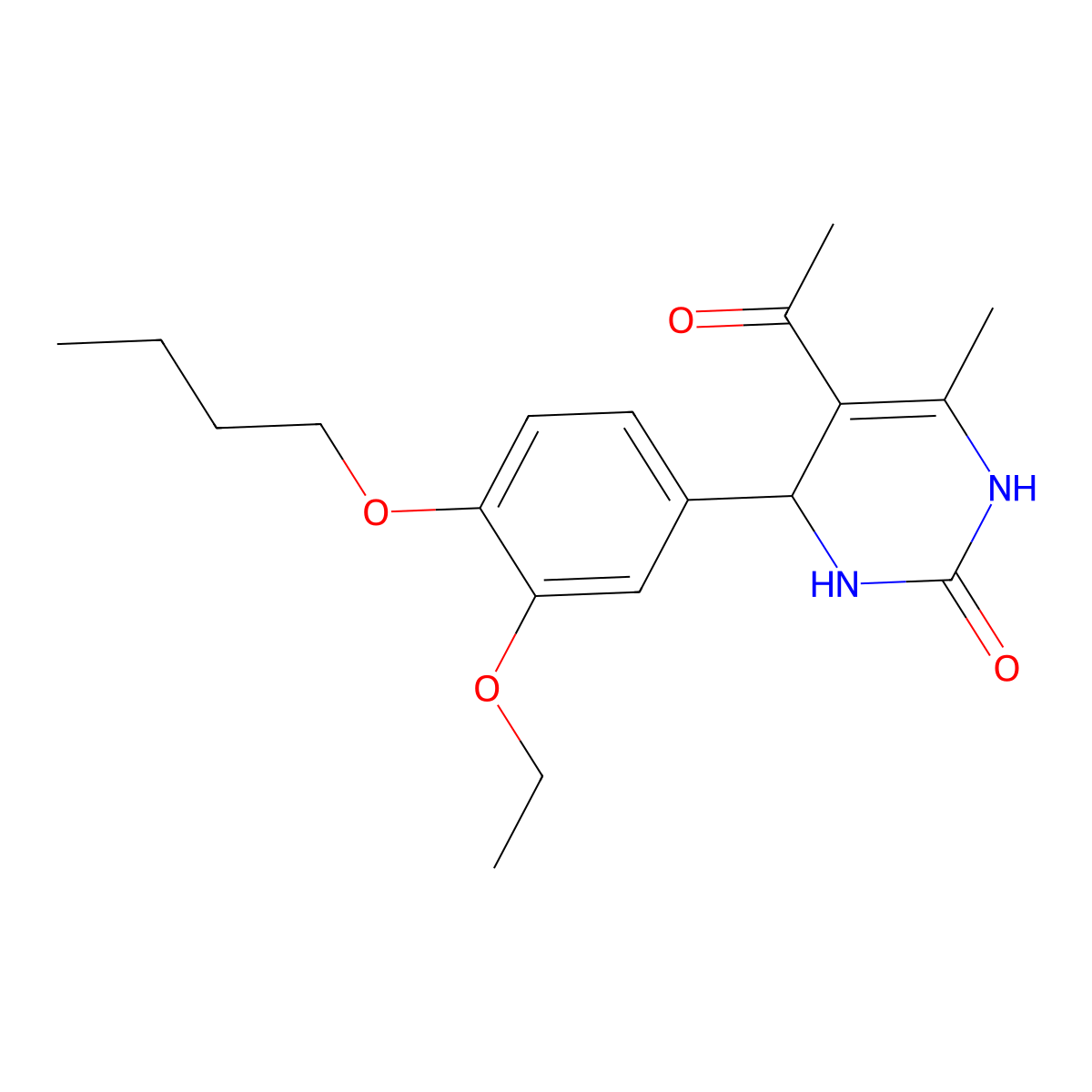 5-acetyl-4-(4-butoxy-3-ethoxyphenyl)-6-methyl-3,4-dihydro-2(1H)-pyrimidinone molecular structure, CAS 445287-64-9