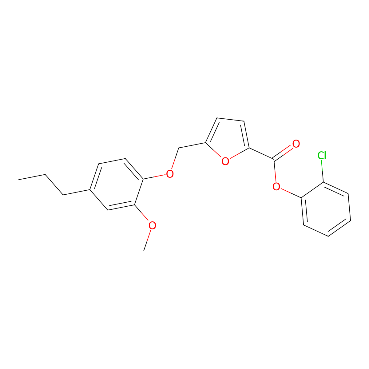 2-Chlorophenyl 5-[(2-methoxy-4-propylphenoxy)methyl]-2-furoate molecular structure, CAS 445287-72-9