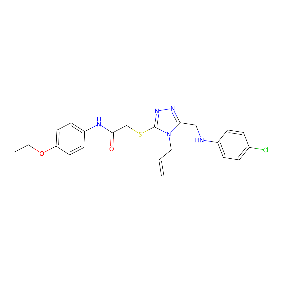 2-[[5-[(4-chloroanilino)methyl]-4-prop-2-enyl-1,2,4-triazol-3-yl]sulfanyl]-N-(4-ethoxyphenyl)acetamide molecular structure, CAS 445288-09-5