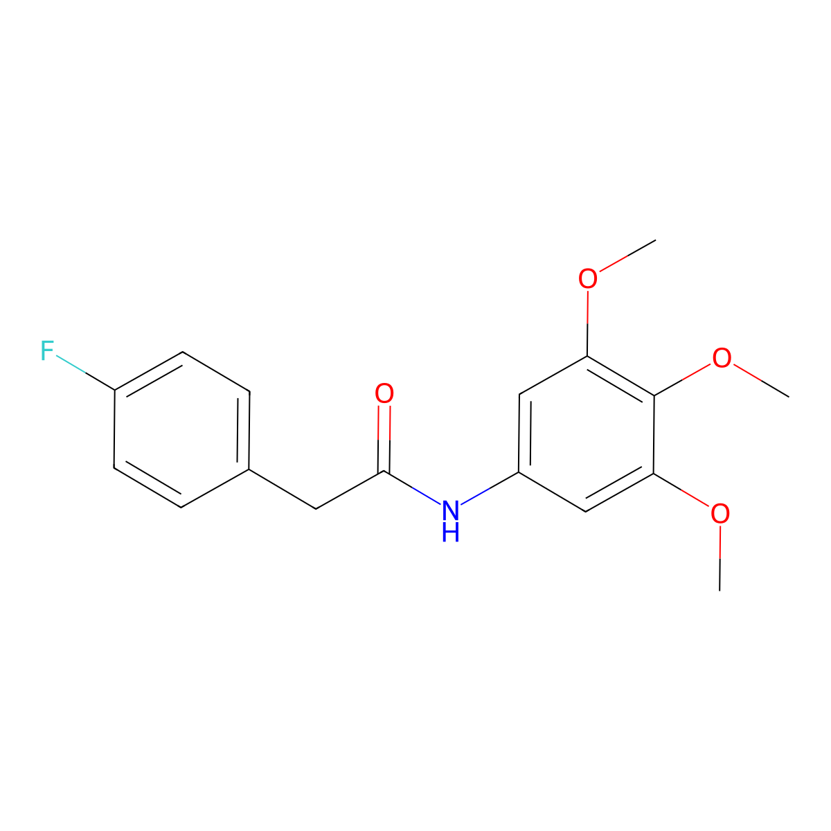 2-(4-fluorophenyl)-N-(3,4,5-trimethoxyphenyl)acetamide molecular structure, CAS 445288-75-5