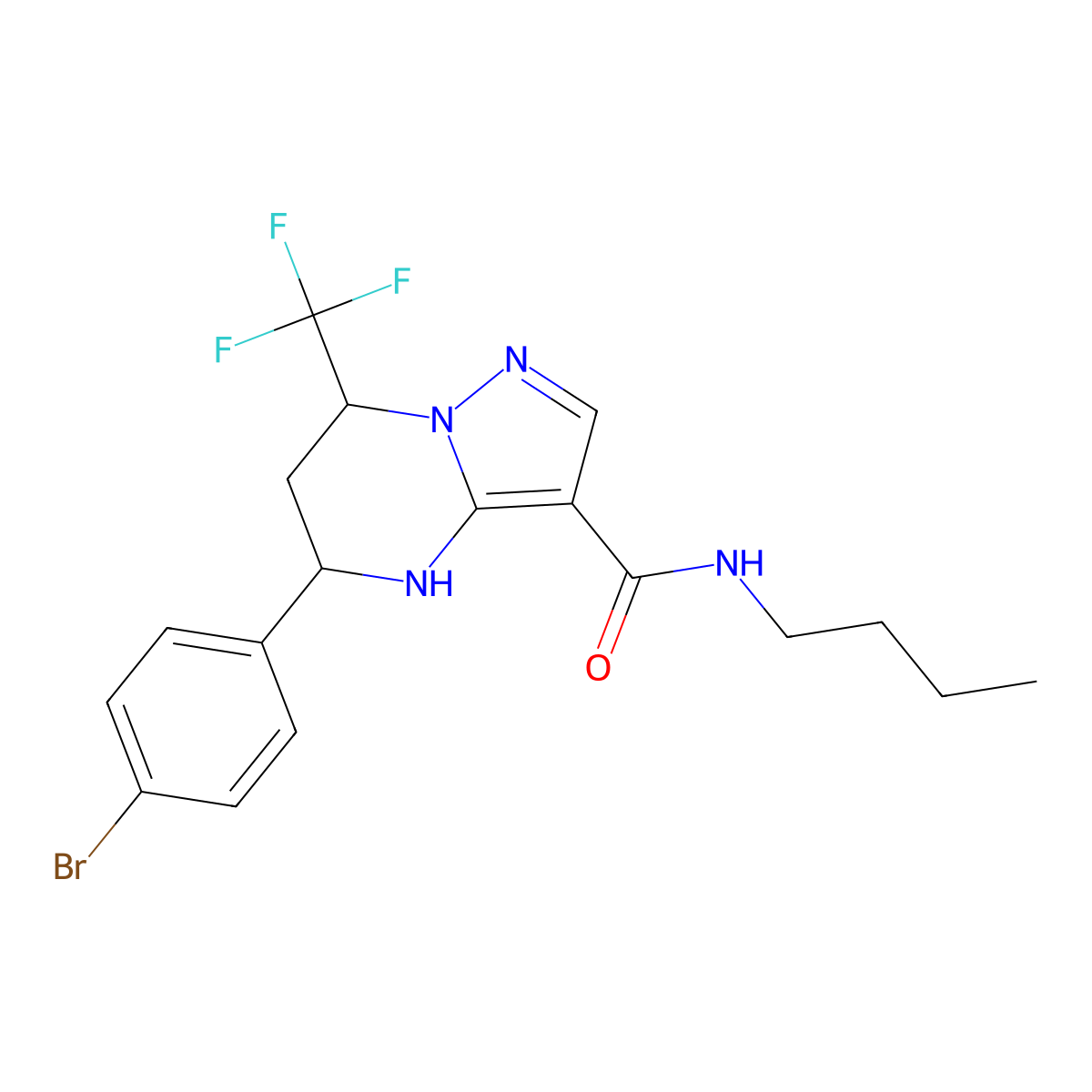 5-(4-bromophenyl)-N-butyl-7-(trifluoromethyl)-4,5,6,7-tetrahydropyrazolo[1,5-a]pyrimidine-3-carboxamide molecular structure, CAS 445289-37-2
