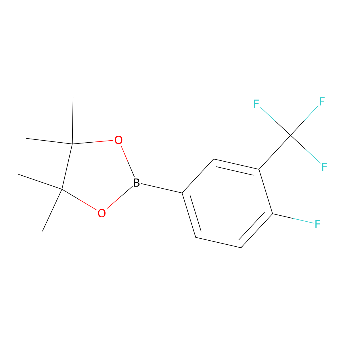 2-(4-Fluoro-3-(trifluoromethyl)phenyl)-4,4,5,5-tetramethyl-1,3,2-dioxaborolane molecular structure, CAS 445303-14-0