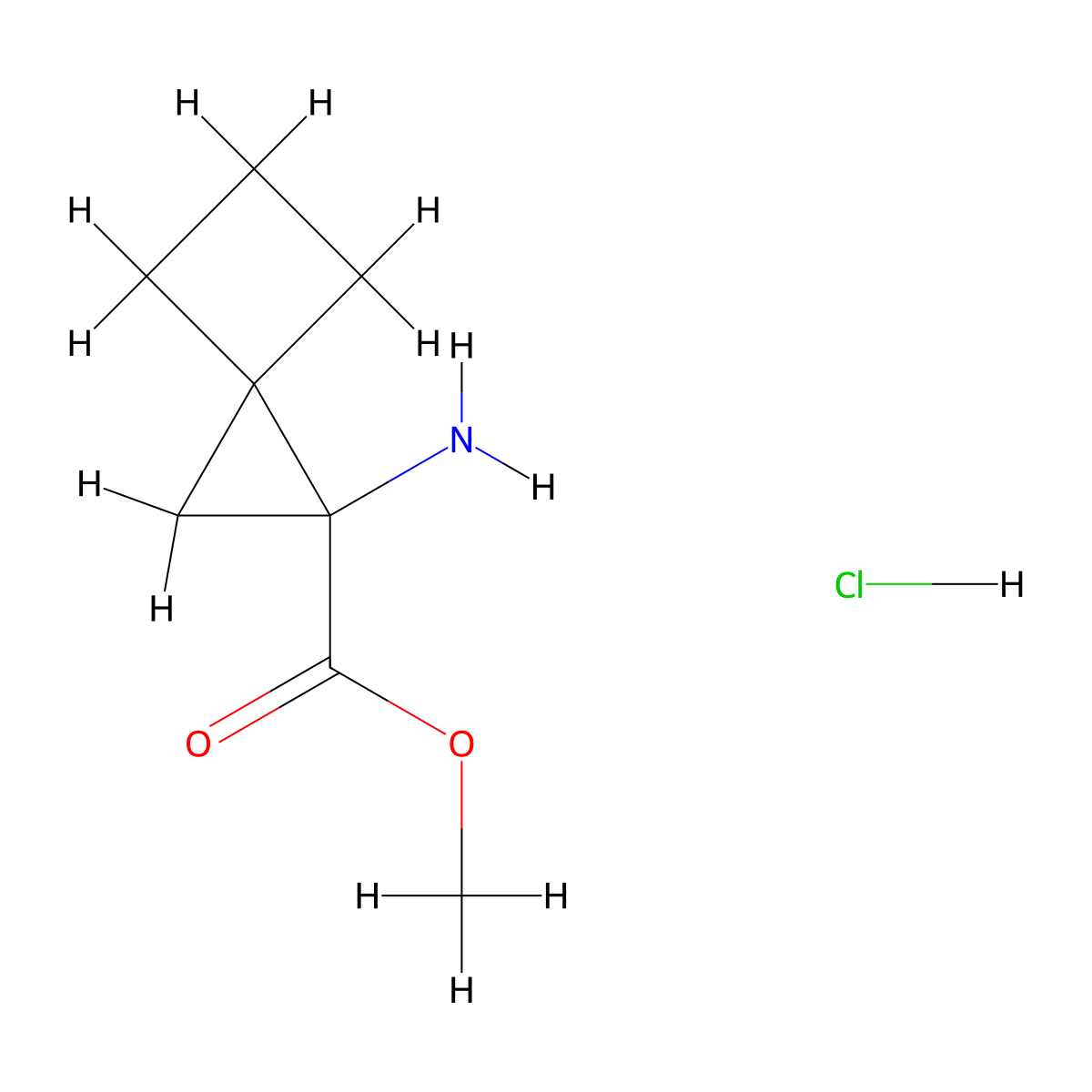 Methyl 1-aminospiro[2.3]hexane-1-carboxylate hydrochloride molecular structure, CAS 445306-41-2