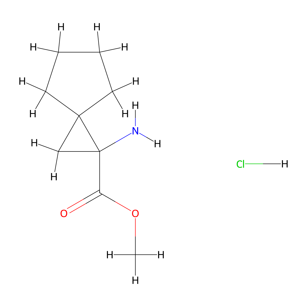 Methyl 1-aminospiro[2.4]heptane-1-carboxylate hydrochloride molecular structure, CAS 445306-46-7