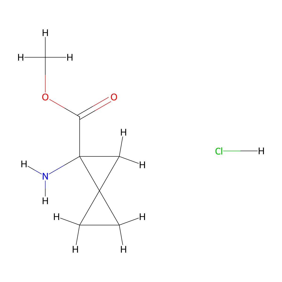 Methyl 1-aminospiro(2.2)pentane-1-carboxylate hydrochloride molecular structure, CAS 445306-47-8