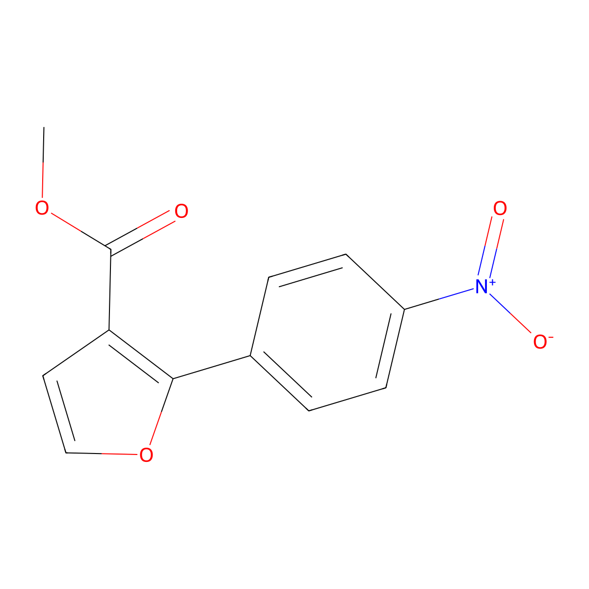 Methyl 2-(4-nitrophenyl)-3-furancarboxylate molecular structure, CAS 445307-36-8