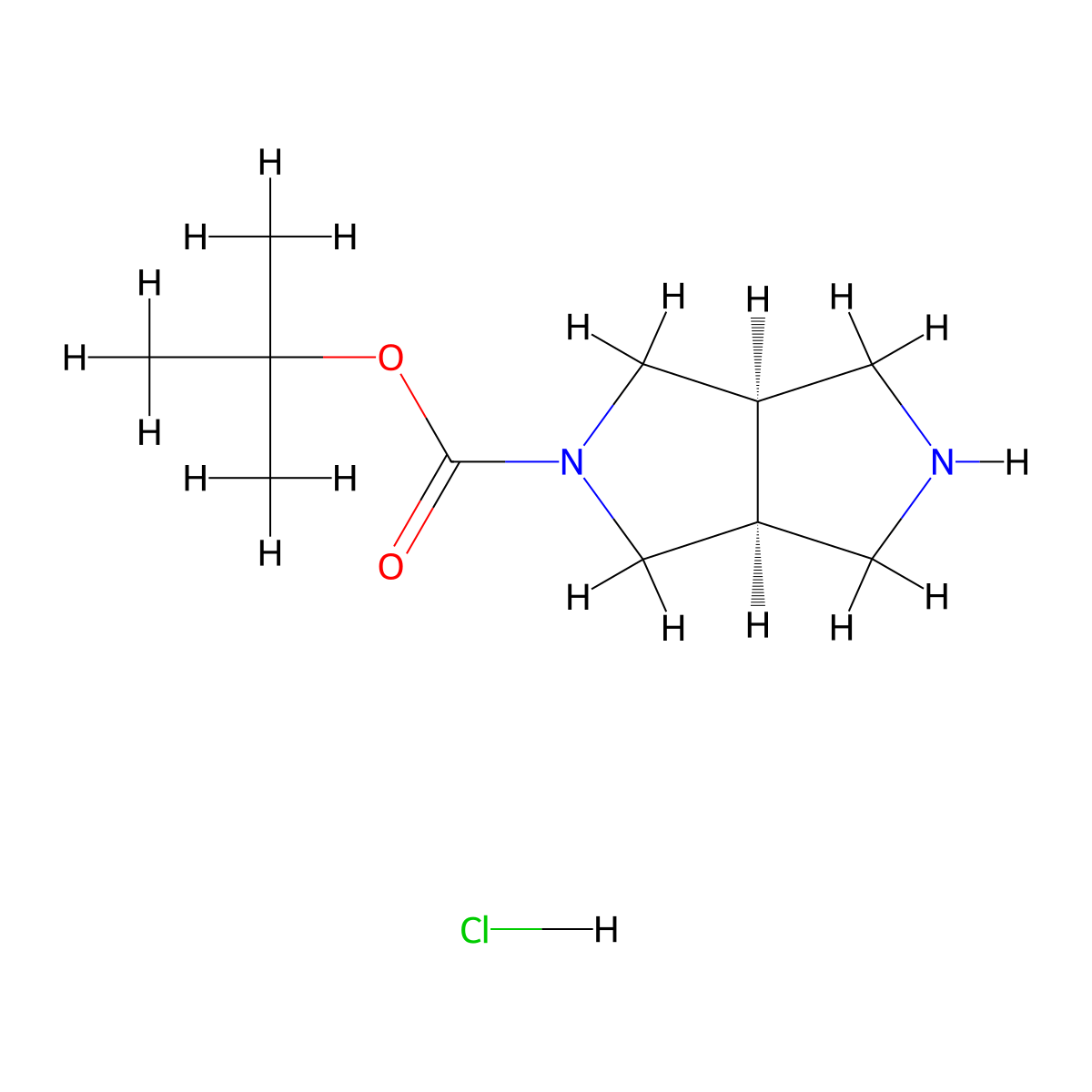 tert-Butyl (3aR,6aS)-octahydropyrrolo[3,4-c]pyrrole-2-carboxylate hydrochloride molecular structure, CAS 445309-99-9
