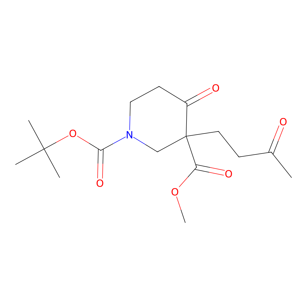 1-Tert-butyl 3-methyl 4-oxo-3-(3-oxobutyl)piperidine-1,3-dicarboxylate molecular structure, CAS 445312-77-6