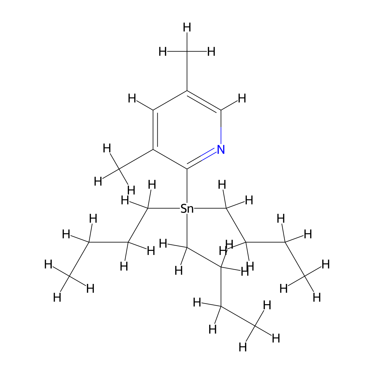 3,5-Dimethyl-2-(tributylstannyl)pyridine molecular structure, CAS 445373-10-4
