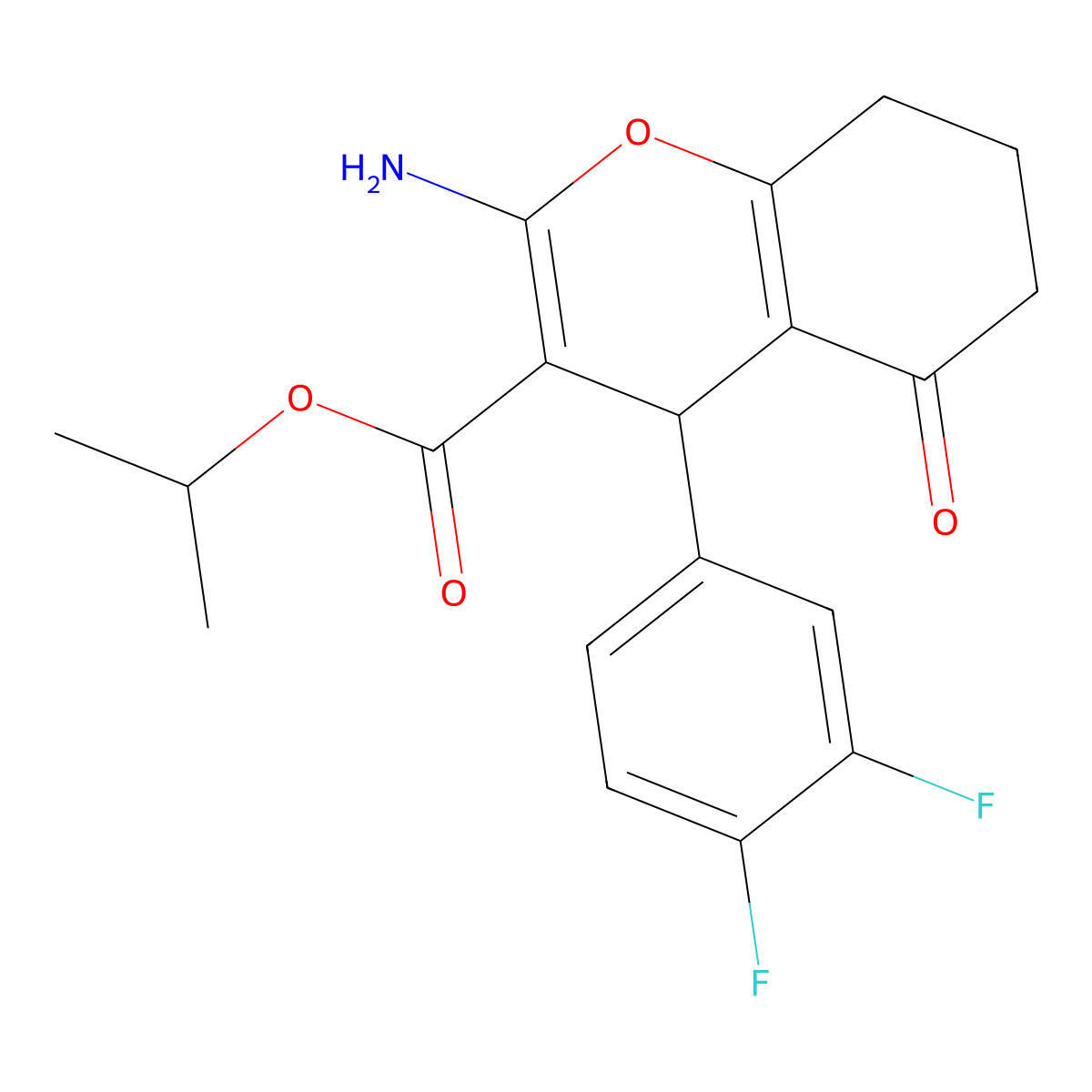 isopropyl 2-amino-4-(3,4-difluorophenyl)-5-oxo-5,6,7,8-tetrahydro-4H-chromene-3-carboxylate molecular structure, CAS 445382-14-9