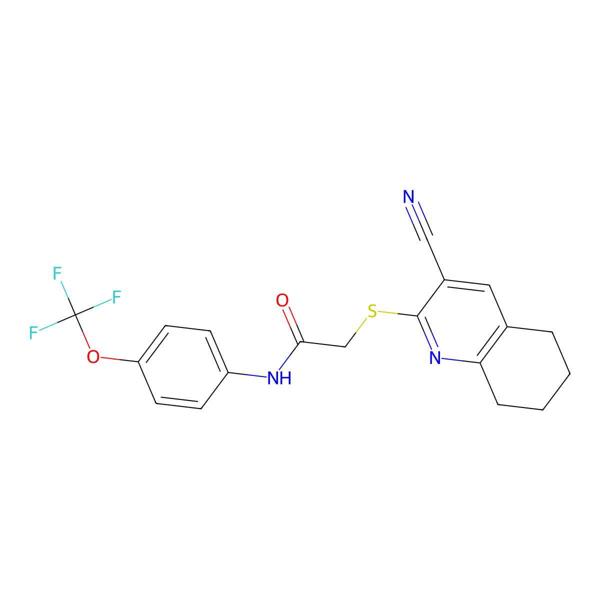 2-[(3-cyano-5,6,7,8-tetrahydroquinolin-2-yl)sulfanyl]-N-[4-(trifluoromethoxy)phenyl]acetamide molecular structure, CAS 445382-36-5